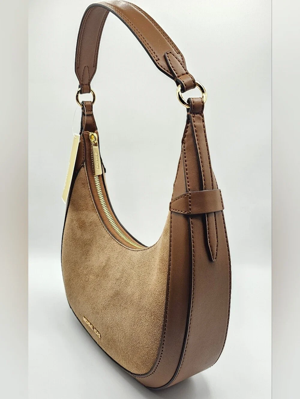 Michael Kors Preston Small Brown Suede Leather Hobo Shoulder Bag NWT